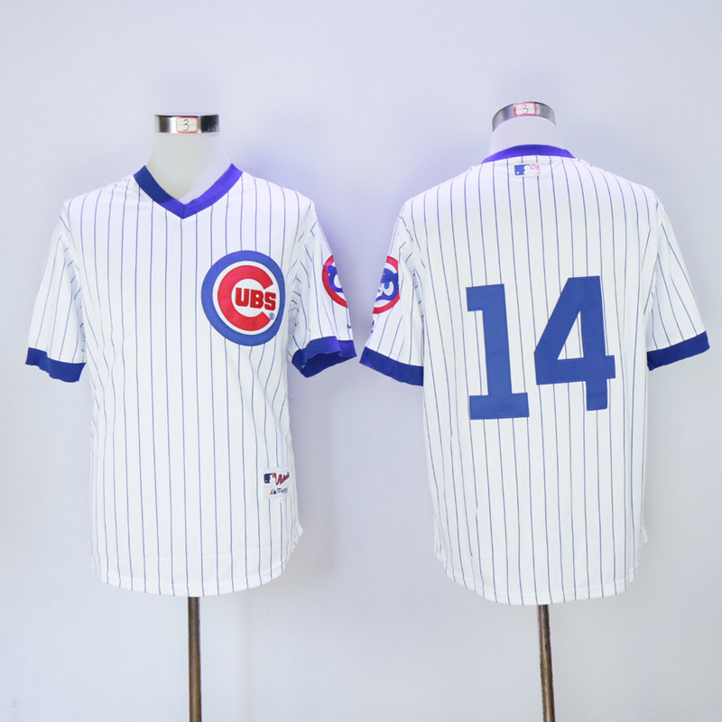 Men Chicago Cubs #14 Banks White Throwback 1988 MLB Jerseys